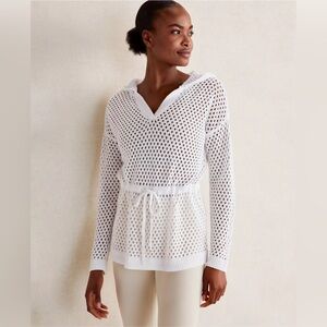 Ann Taylor Haven Well Within Organic Cotton Linen Open Stitch Hoodie 901446